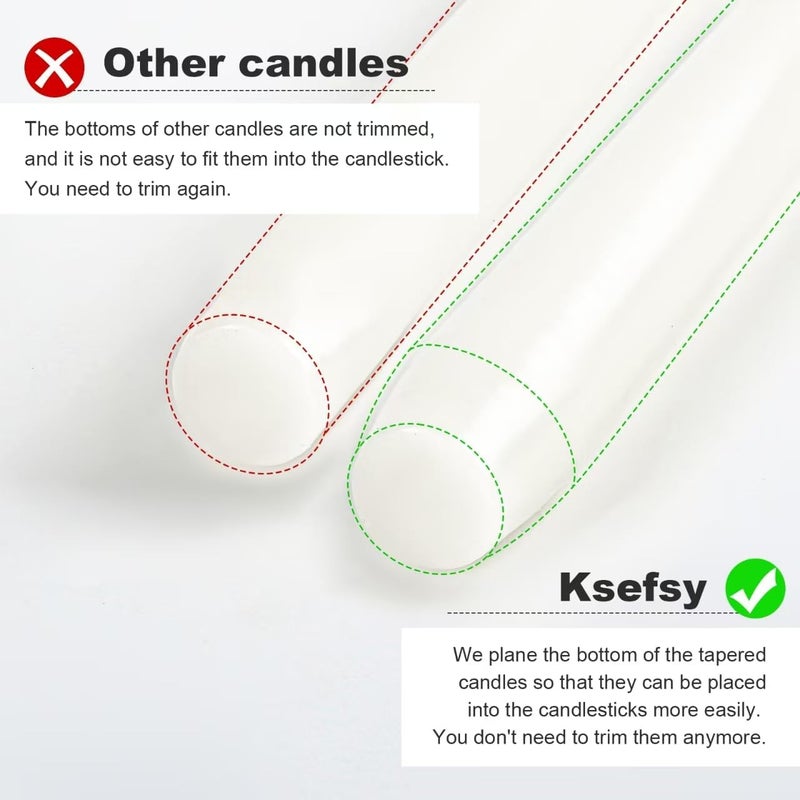 Ksefsy Ksefey Pure White 10 Inch Taper Candles-Pack of 6 Classic Candles - Dripless,Scentless and Long Burning Time-Perfect for Wedding,Dinner,Party and Home Decor - Image 3